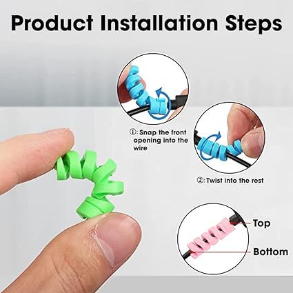 Cable Protector Pack of 25 โ Flexible Spiral Wire Guard for Charger & USB Cables
