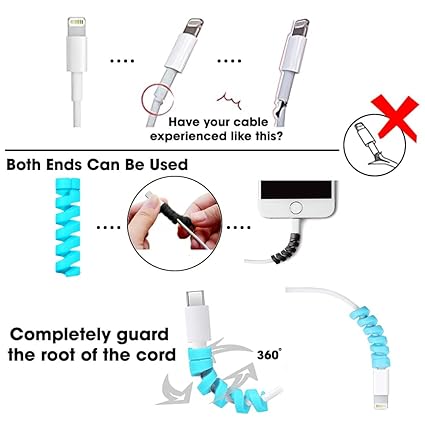 Cable Protector Pack of 25 โ Flexible Spiral Wire Guard for Charger & USB Cables