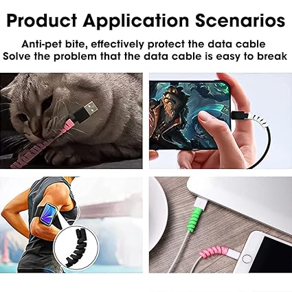 Cable Protector Pack of 25 โ Flexible Spiral Wire Guard for Charger & USB Cables