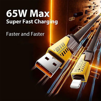 4-in-1 Metal Charging Cable – Transformer Edition | 65W Fast Charge | Type-C, iPhone, Micro USB