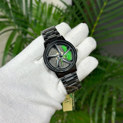 Spinning Car Wheel Watch